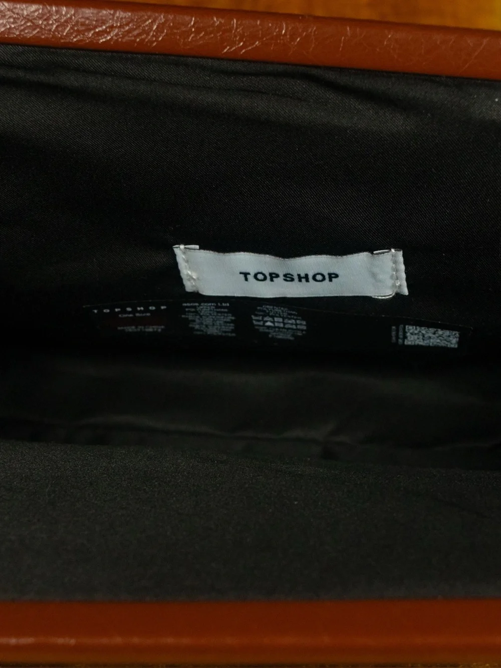 Topshop Brown Faux Leather Angled Envelope Clutch